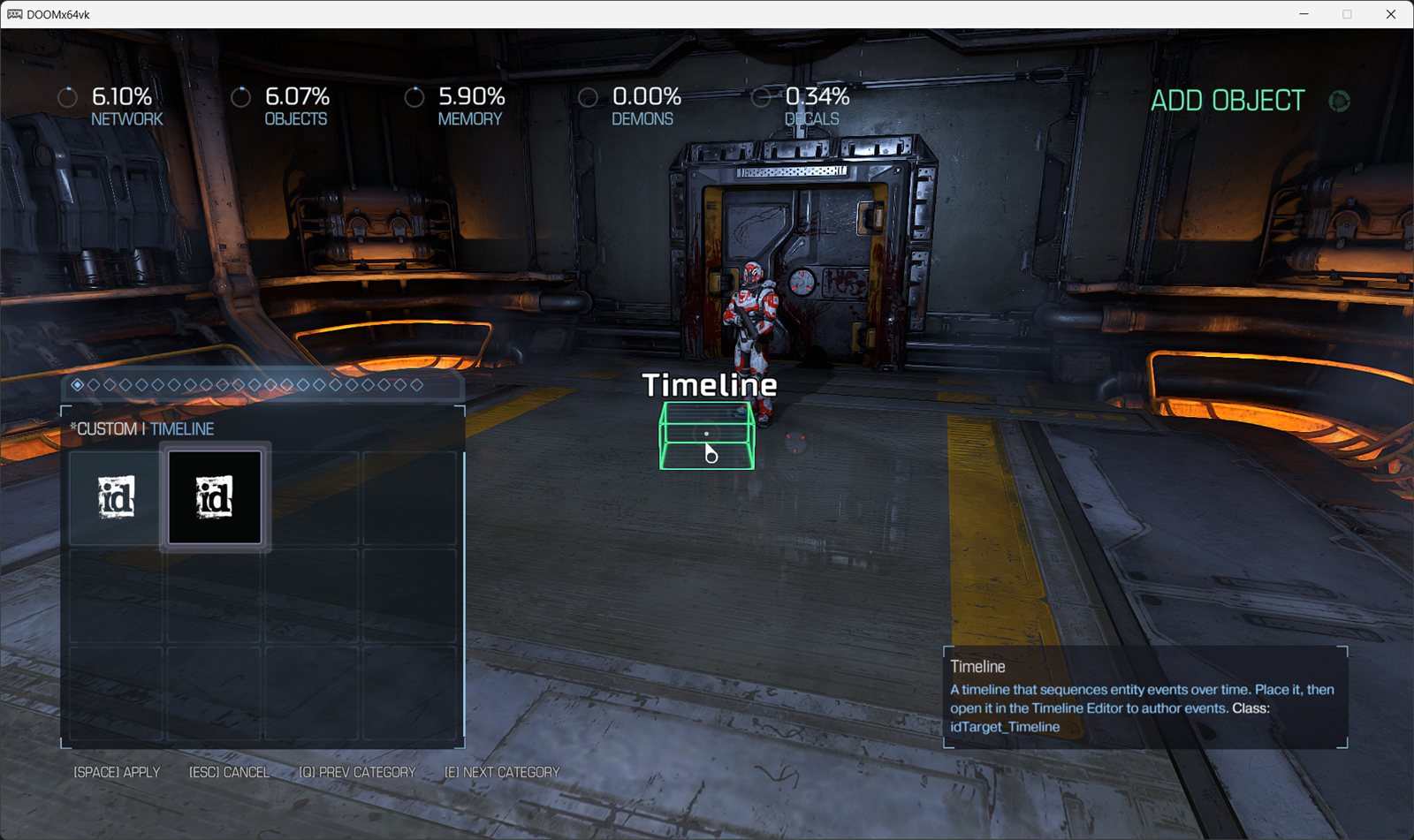 The *Custom palette tab inside DOOM's Create menu