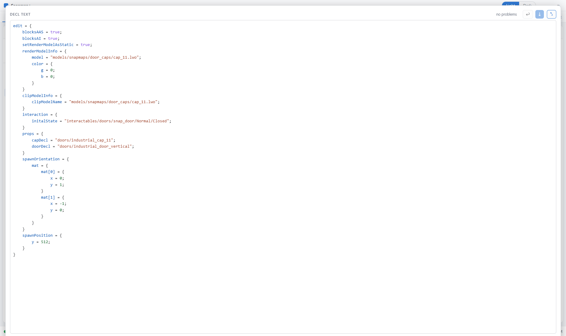 Focus mode: the decl editor filling the window